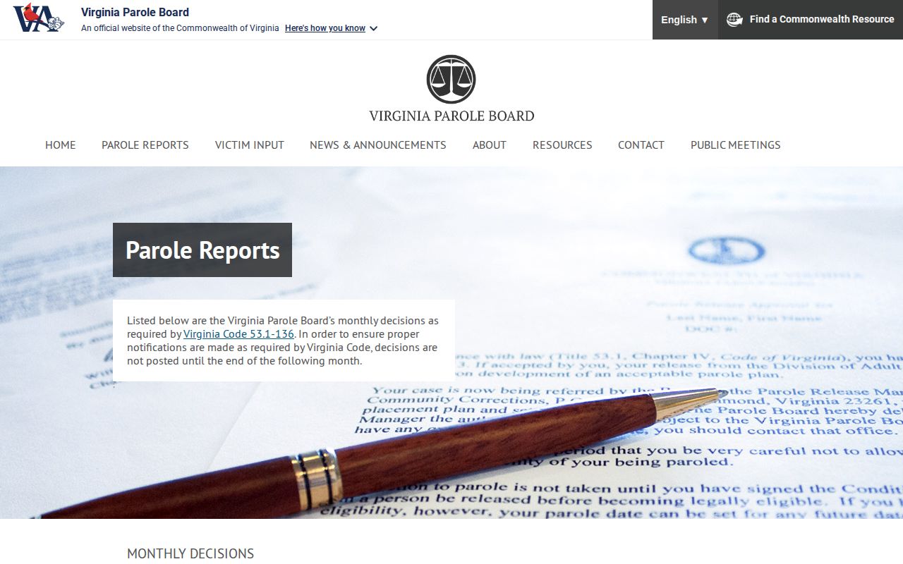 Orange County parole decision report archive for post-release supervision